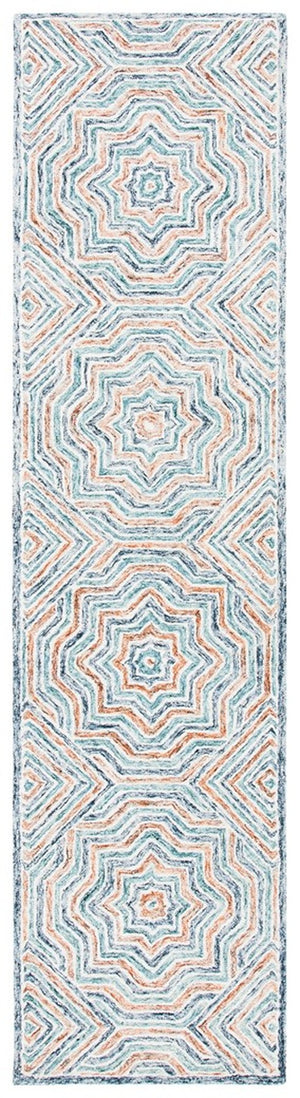 Capri 215  Hand Tufted 100% Wool Pile Rug Blue / Rust