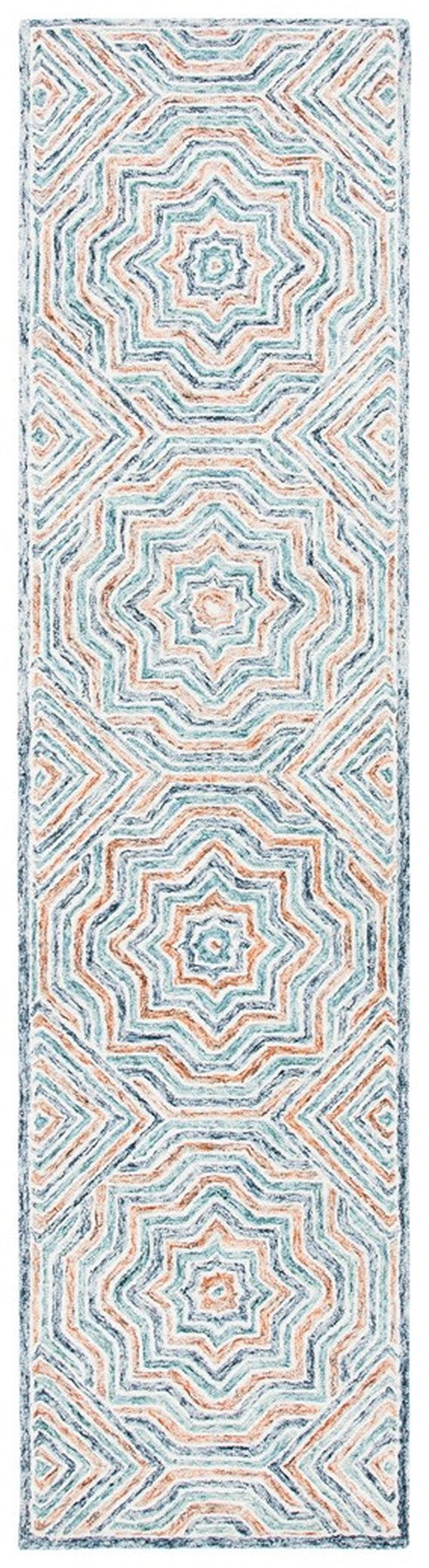 Capri 215  Hand Tufted 100% Wool Pile Rug Blue / Rust