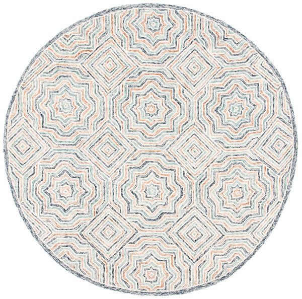 Capri 215  Hand Tufted 100% Wool Pile Rug Blue / Rust