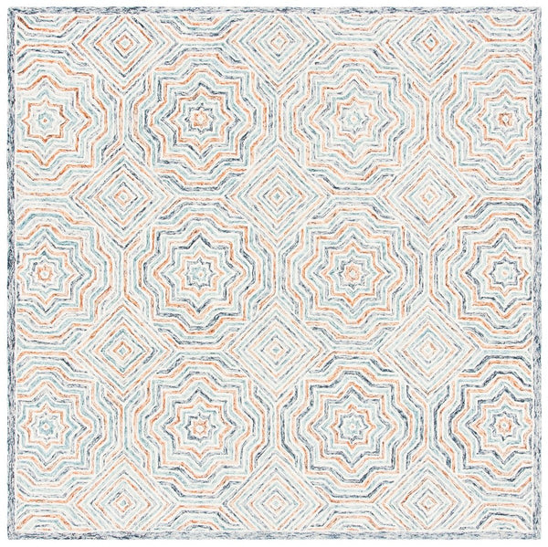 Capri 215  Hand Tufted 100% Wool Pile Rug Blue / Rust