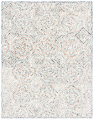 Capri 215  Hand Tufted 100% Wool Pile Rug Blue / Rust