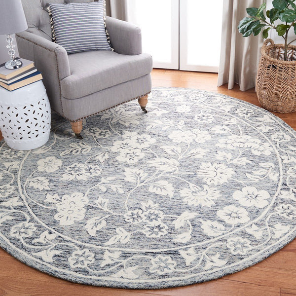 Capri 216  Hand Tufted 100% Wool Pile Rug Blue / Ivory