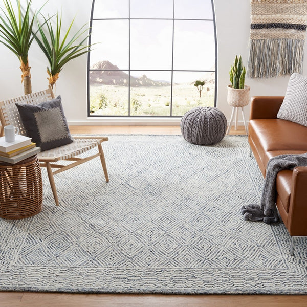 Capri 217 Hand Tufted 100% Wool Pile  Rug Ivory / Blue 100% Wool Pile CPR217A-9