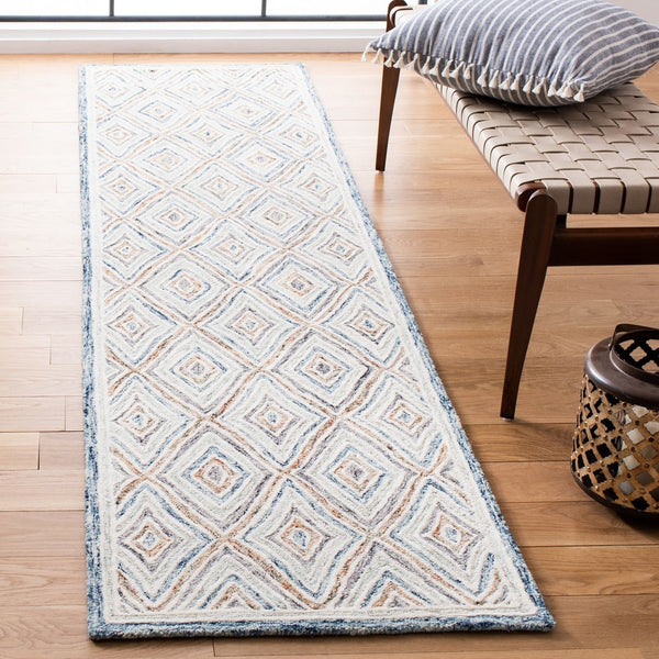 Capri 217 Hand Tufted 100% Wool Pile  Rug Blue / Rust 100% Wool Pile CPR217M-9