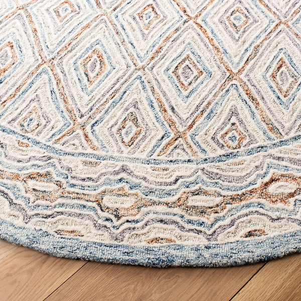 Capri 217 Hand Tufted 100% Wool Pile  Rug Blue / Rust 100% Wool Pile CPR217M-9