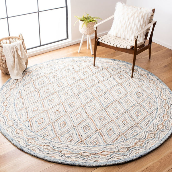 Capri 217 Hand Tufted 100% Wool Pile  Rug Blue / Rust 100% Wool Pile CPR217M-9