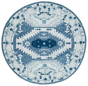 Capri 218 Hand Tufted 100% Wool Pile  Rug Blue / Grey 100% Wool Pile CPR218M-9