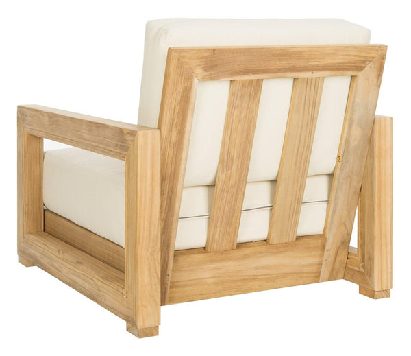 Safavieh Montford Armchair Teak Natural Beige Wood Polyester Couture CPT1000A 889048396135