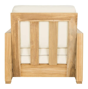 Safavieh Montford Armchair Teak Natural Beige Wood Polyester Couture CPT1000A 889048396135
