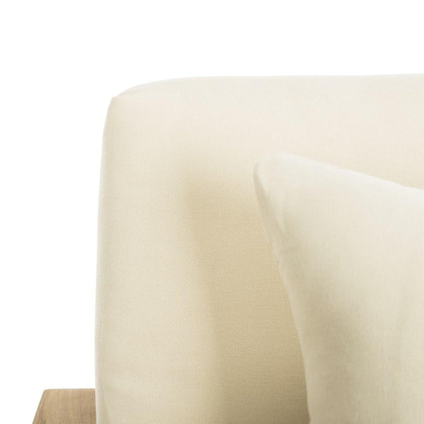 Safavieh Montford Armchair Teak Natural Beige Wood Polyester Couture CPT1000A 889048396135