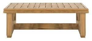 Safavieh Montford Coffee Table Teak Natural Beige Wood Polyester Couture CPT1001A 889048396142