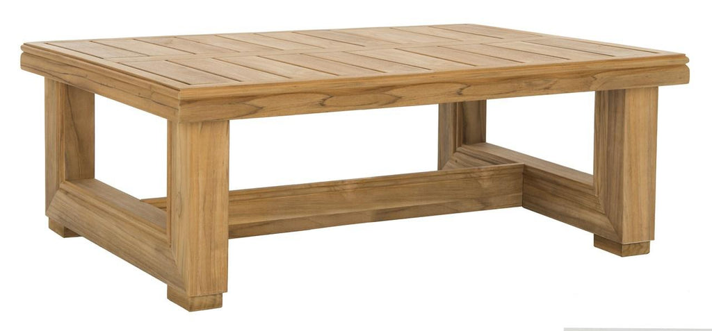 Safavieh Montford Coffee Table Teak Natural Beige Wood Polyester Couture CPT1001A 889048396142