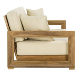 Safavieh Montford Loveseat Teak 2 Seat Natural Beige Wood Polyester Couture CPT1003A 889048396166