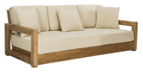 Safavieh Montford Sofa Teak 3 Seat Natural Beige Wood Polyester Couture CPT1004A 889048396173