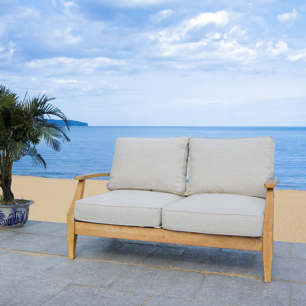 Safavieh Martinique Wood Patio Loveseat in Natural CPT1012A 889048791527