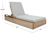 Safavieh Lanai Wood Chaise Lounge Chair Dark Brown / Beige Wood / Fabric / Foam CPT1039A