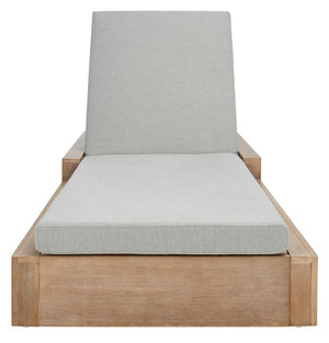 Safavieh Lanai Wood Chaise Lounge Chair Dark Brown / Beige Wood / Fabric / Foam CPT1039A