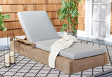 Safavieh Lanai Wood Chaise Lounge Chair Dark Brown / Beige Wood / Fabric / Foam CPT1039A