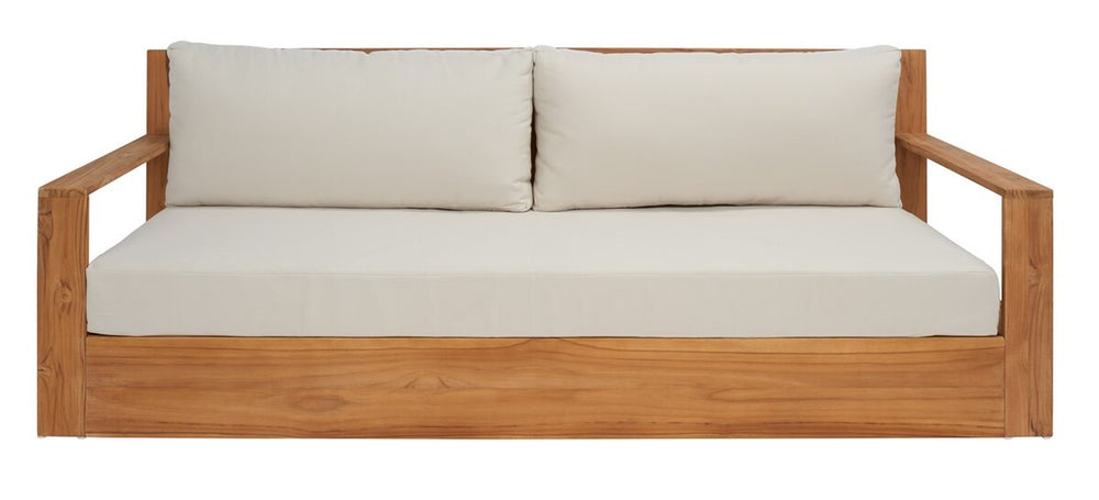 Safavieh Kauai Brazilian Teak Patio Sofa Natural / Beige Wood / Fabric / Foam CPT1041A-2BX