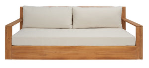 Safavieh Kauai Brazilian Teak Patio Sofa Natural / Beige Wood / Fabric / Foam CPT1041A-2BX