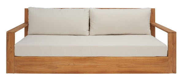 Safavieh Kauai Brazilian Teak Patio Sofa Natural / Beige Wood / Fabric / Foam CPT1041A-2BX
