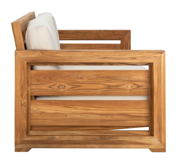 Safavieh Molokai Brazilian Teak Patio Sofa Natural / Beige Wood / Fabric / Foam CPT1044A