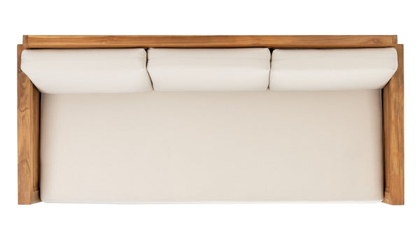 Safavieh Molokai Brazilian Teak Patio Sofa Natural / Beige Wood / Fabric / Foam CPT1044A