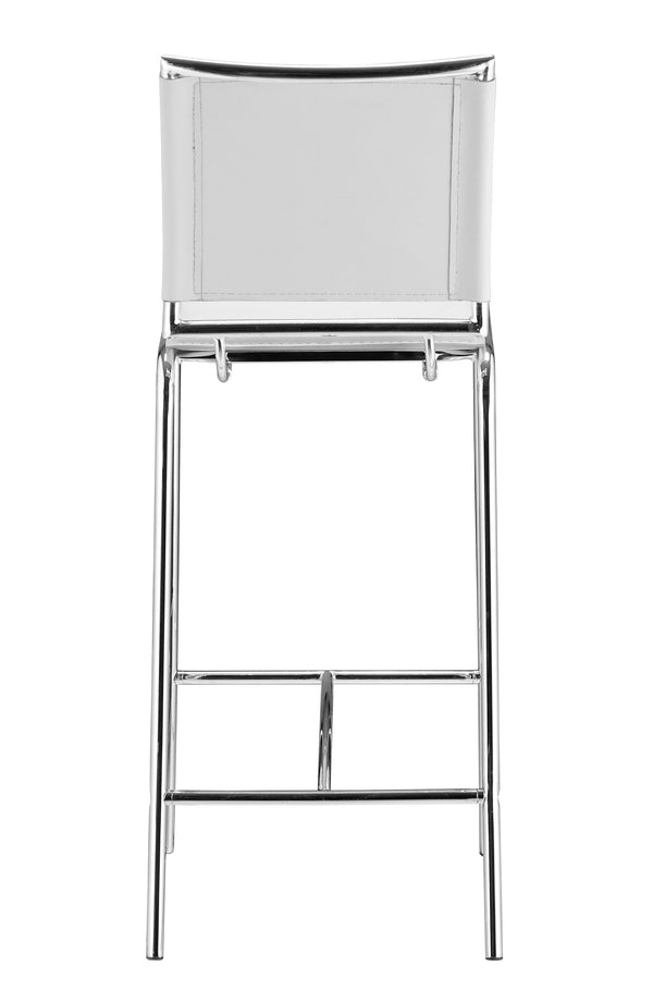 Zuo Modern Soar 100% Polyurethane, Plywood, Steel Modern Commercial Grade Barstool Set - Set of 2 White, Chrome 100% Polyurethane, Plywood, Steel