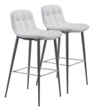 Zuo Modern Tangiers 100% Polyurethane, Plywood, Steel Modern Commercial Grade Barstool Set - Set of 2 White, Dark Gray 100% Polyurethane, Plywood, Steel