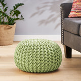 Moro Handcrafted Modern Cotton Pouf, Green Noble House