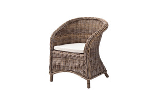 Wickerworks Bonsun Armchair with Cushion (Set of 2) in Natural Grey Kubu Rattan