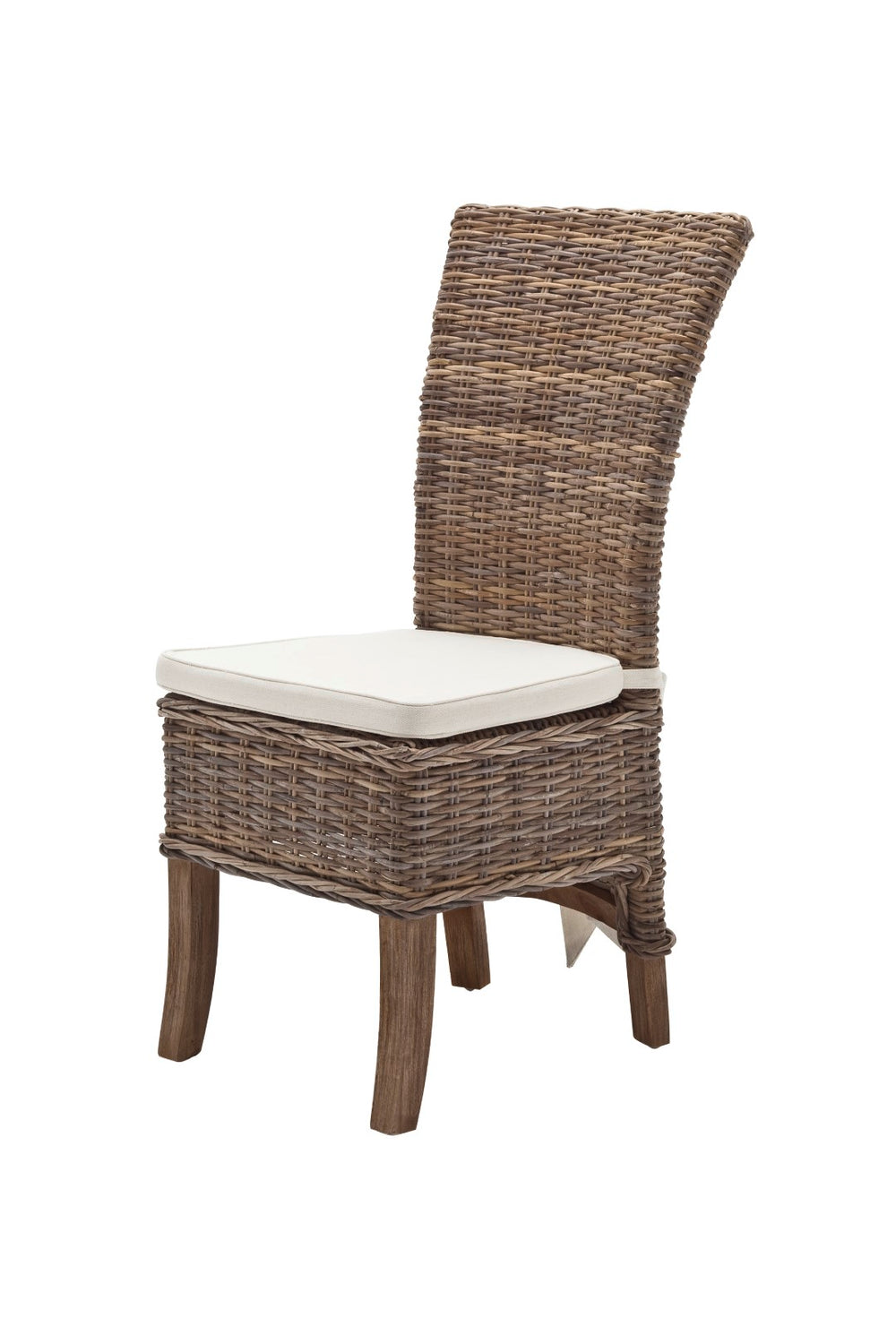 Wickerworks Natural Grey Kubu Rattan Dining Chairs with Cushions - Set of 2, Stylish Comfort for Home