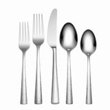 Gladstone 65-Piece Hammered Stainless Steel Flatware Set – Dishwasher Safe & Elegant Design