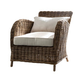 Wickerworks Knight Chair with Seat & Back Cushions in Natural Grey Kubu Rattan