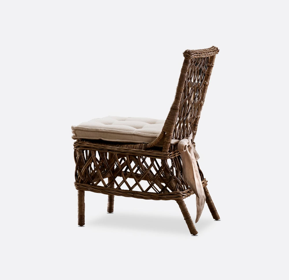Wickerworks Aristocrate Side Chair - Hand-Woven Natural Grey Kubu Rattan for Elegant Dining Spaces