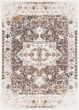 Crescendo CRC-1010 Traditional Polyester Rug CRC1010-9131 Dark Brown, Charcoal, Khaki, Silver Gray, Camel, Beige 100% Polyester 9' x 13'1"