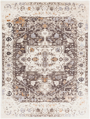 Crescendo CRC-1010 Traditional Polyester Rug CRC1010-7101010 Dark Brown, Charcoal, Khaki, Silver Gray, Camel, Beige 100% Polyester 7'10" x 10'10"
