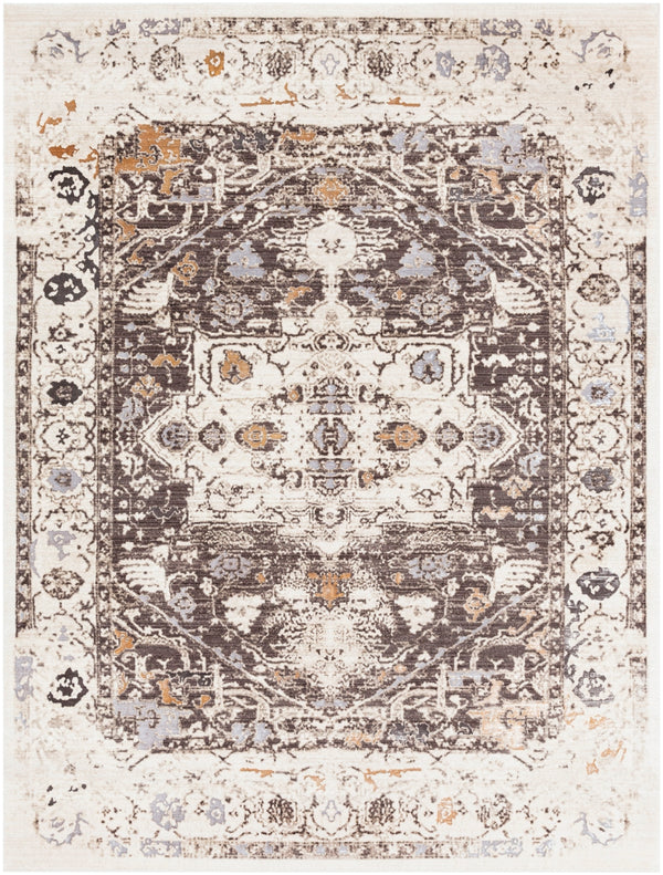 Crescendo CRC-1010 Traditional Polyester Rug CRC1010-7101010 Dark Brown, Charcoal, Khaki, Silver Gray, Camel, Beige 100% Polyester 7'10" x 10'10"