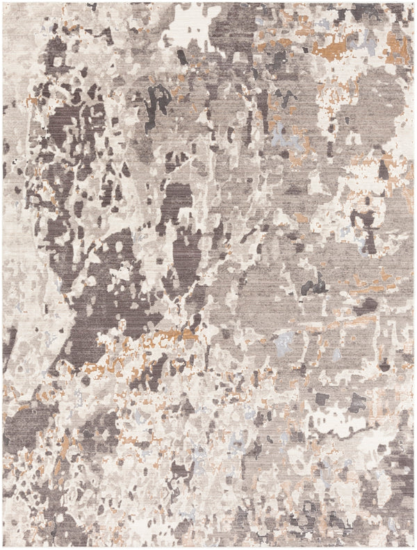 Crescendo CRC-1011 Modern Polyester Rug CRC1011-7101010 Camel, Dark Brown, Khaki, Silver Gray 100% Polyester 7'10" x 10'10"