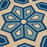 Noble House Tegan Indoor/ Outdoor Geometric 8 x 11 Area Rug, Ivory and Blue