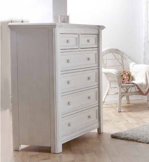 Pali Cristallo 5-Drawer Chest Vintage White Acacia, Poplar and Birch Veneer 2205-VW