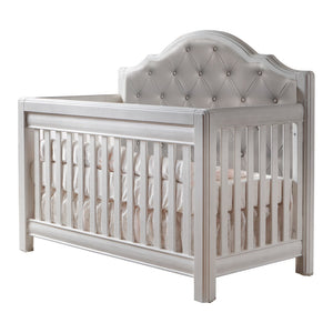 Pali Cristallo Forever Crib - Grey Vinyl Panel Vintage White Acacia, Poplar and Birch Veneer 2201-VW