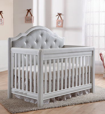 Cristallo Forever Crib - 4-in-1 Convertible Luxury Design with Grey Vinyl Panel for All Ages