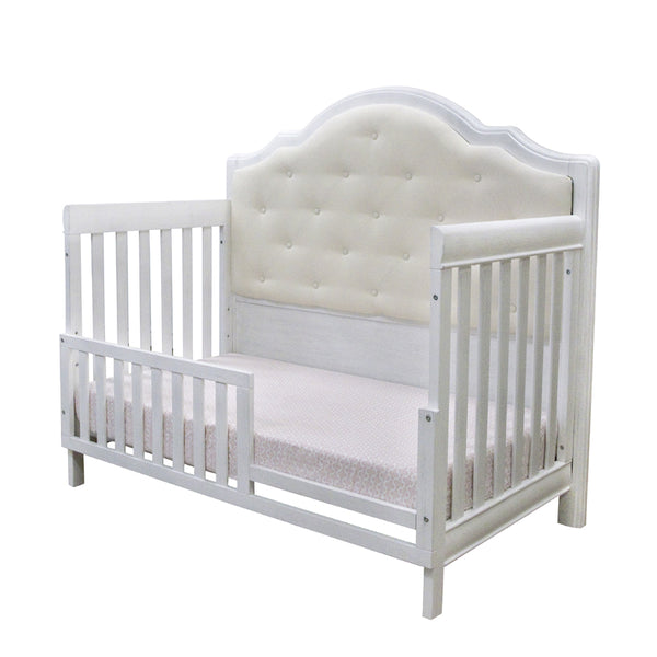 Cristallo Forever Crib - 4-in-1 Convertible Luxury Crib with Tufted Headboard in Vintage White or Granite