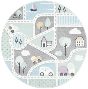 Carousel Kids 100 Carousel Kids 193 Kids Power Loomed 100% Polypropylene Rug Grey / Light Blue