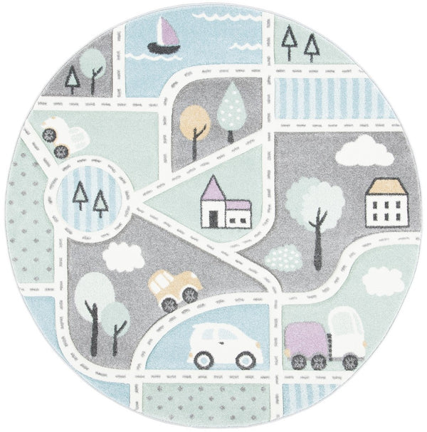 Carousel Kids 100 Carousel Kids 193 Kids Power Loomed 100% Polypropylene Rug Grey / Light Blue