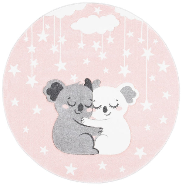 Carousel Kids 100 Carousel Kids 195 Kids Power Loomed 100% Polypropylene Rug Pink / White