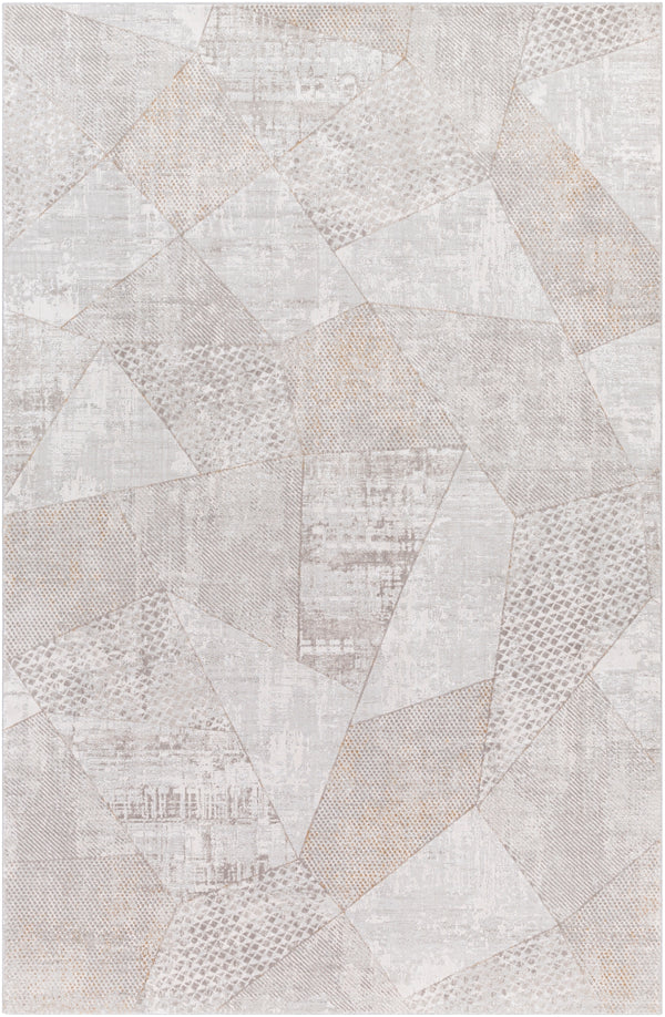Carmel CRL-2303 Modern Polyester Rug CRL2303-6796 Ivory, Light Gray, Medium Gray, Taupe, White 100% Polyester 6'7" x 9'6"