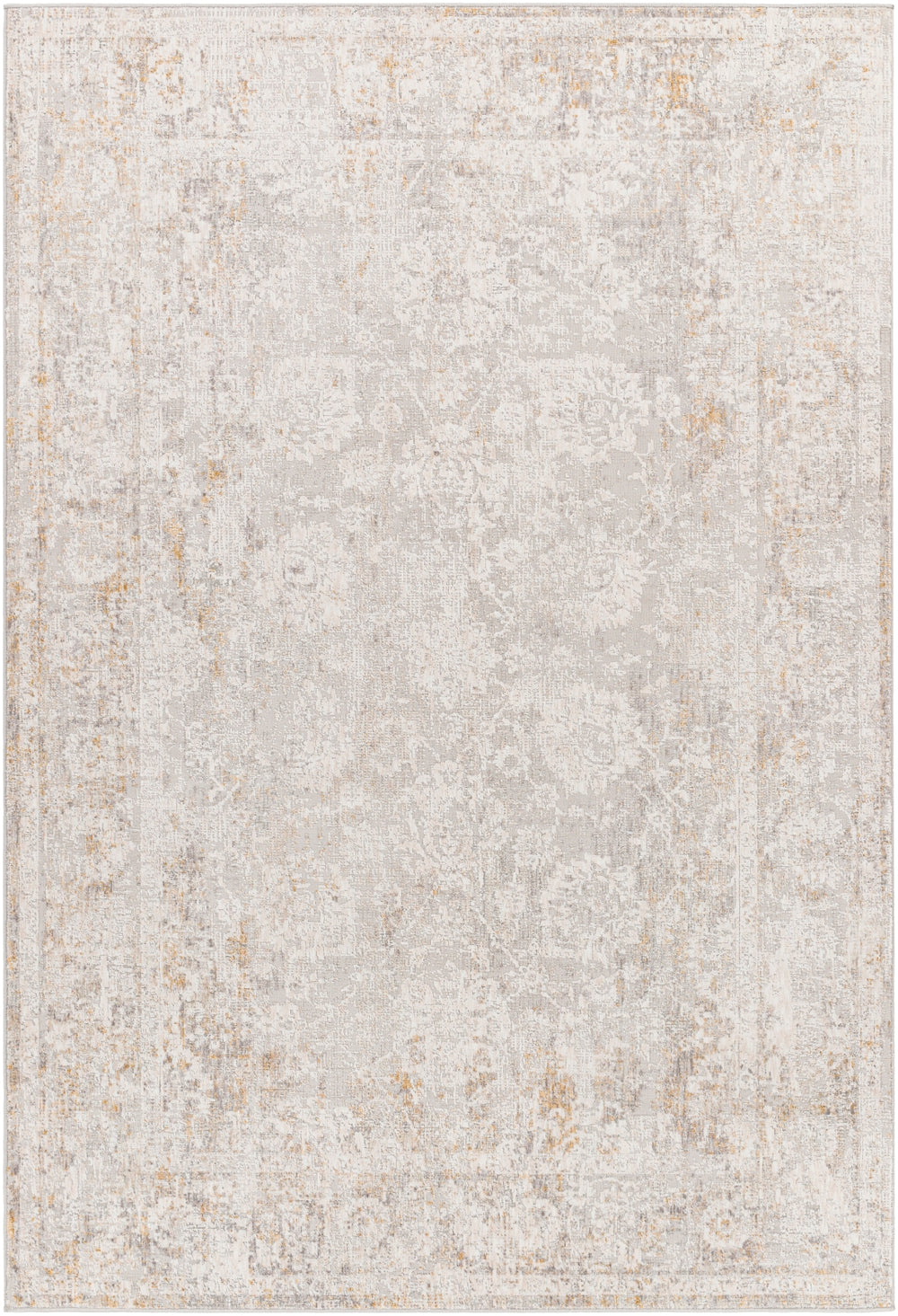Carmel CRL-2305 Traditional Polyester Rug CRL2305-912 Light Gray, White, Taupe, Mustard, Camel, Medium Gray 100% Polyester 9' x 12'