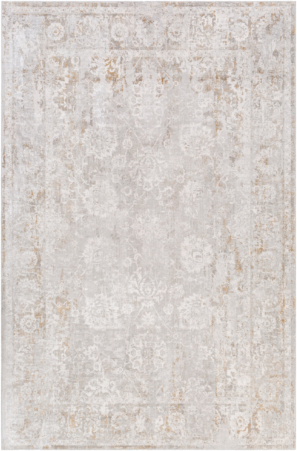 Carmel CRL-2305 Traditional Polyester Rug CRL2305-912 Light Gray, White, Taupe, Mustard, Camel, Medium Gray 100% Polyester 9' x 12'